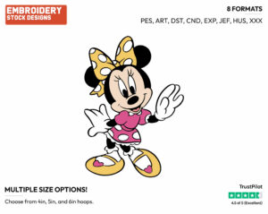 Young Minnie - Disney's Minnie Mouse - Embroidery Design in 3 sizes & 8 formats