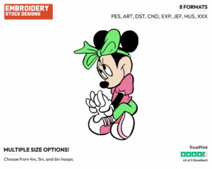 Young Minnie - Disney's Minnie Mouse - Embroidery Design in 3 sizes & 8 formats
