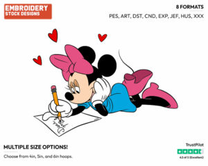 Minnie Writing Love Letter - Disney's Minnie Mouse - Embroidery Design in 3 sizes & 8 formats