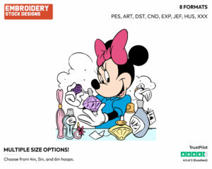 Minnie Sampling Perfume - Disney's Minnie Mouse - Embroidery Design in 3 sizes & 8 formats