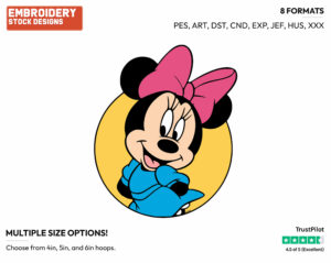 Minnie's Face In A Circle - Disney's Minnie Mouse - Embroidery Design in 3 sizes & 8 formats