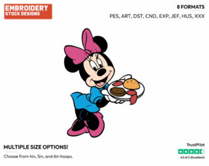 Minnie Holding Out Platter Of Food - Disney's Minnie Mouse - Embroidery Design in 3 sizes & 8 formats