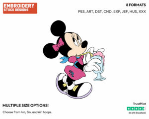 Drinking A Milkshake - Disney's Minnie Mouse - Embroidery Design in 3 sizes & 8 formats