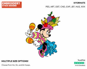 Minnie Carnival - Disney's Minnie Mouse - Embroidery Design in 3 sizes & 8 formats