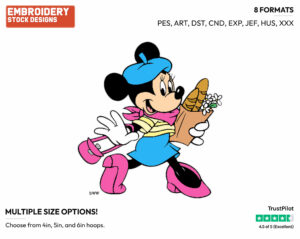 Minnie In Paris - Disney's Minnie Mouse - Embroidery Design in 3 sizes & 8 formats
