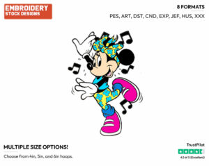Minnie Dancing - Disney's Minnie Mouse - Embroidery Design in 3 sizes & 8 formats