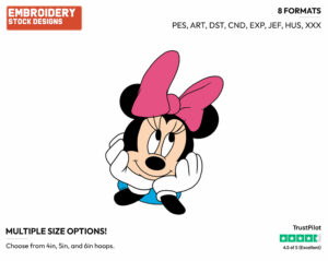 Minnie's Face - Disney's Minnie Mouse - Embroidery Design in 3 sizes & 8 formats
