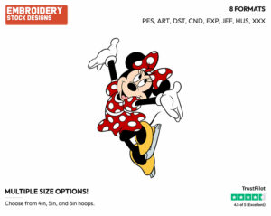 Skating - Disney's Minnie Mouse - Embroidery Design in 3 sizes & 8 formats