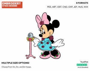 Minnie, Microphone Stand - Disney's Minnie Mouse - Embroidery Design in 3 sizes & 8 formats