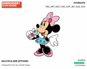 Singing Into Microphone - Disney's Minnie Mouse - Embroidery Design in 3 sizes & 8 formats
