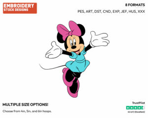 Jumping For Joy - Disney's Minnie Mouse - Embroidery Design in 3 sizes & 8 formats