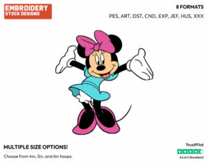 Happy - Disney's Minnie Mouse - Embroidery Design in 3 sizes & 8 formats