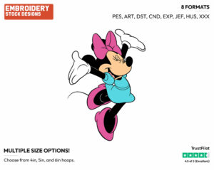 Cheering - Disney's Minnie Mouse - Embroidery Design in 3 sizes & 8 formats