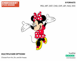 Minnie Jumping For Joy - Disney's Minnie Mouse - Embroidery Design in 3 sizes & 8 formats