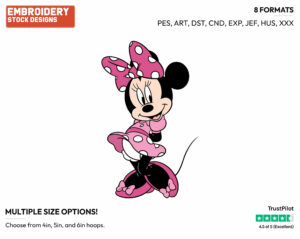 Standing With Arms Behind Back In Pink - Disney's Minnie Mouse - Embroidery Design in 3 sizes & 8 formats
