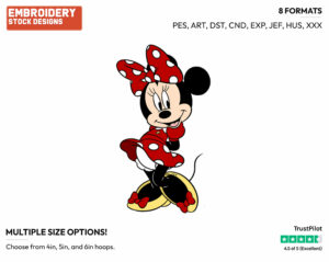 Standing With Arms Behind Back In Red - Disney's Minnie Mouse - Embroidery Design in 3 sizes & 8 formats