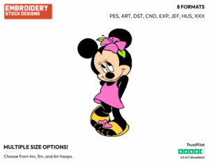 Shy Young Minnie In Summer - Disney's Minnie Mouse - Embroidery Design in 3 sizes & 8 formats