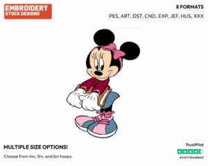 Schoolgirl Minnie - Disney's Minnie Mouse - Embroidery Design in 3 sizes & 8 formats