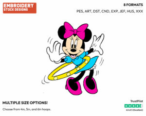 Hula Hoop - Disney's Minnie Mouse - Embroidery Design in 3 sizes & 8 formats