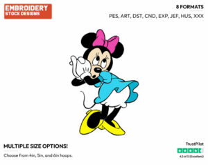 Shy Minnie Mouse - Disney's Minnie Mouse - Embroidery Design in 3 sizes & 8 formats