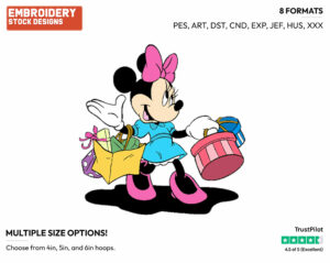 Minnie Shopping - Disney's Minnie Mouse - Embroidery Design in 3 sizes & 8 formats