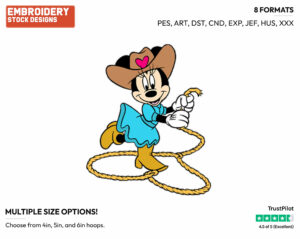 Cowgirl Minnie Mouse - Disney's Minnie Mouse - Embroidery Design in 3 sizes & 8 formats