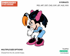 Minnie Mouse, Toucan - Disney's Minnie Mouse - Embroidery Design in 3 sizes & 8 formats