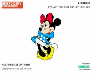 Shy Minnie - Disney's Minnie Mouse - Embroidery Design in 3 sizes & 8 formats