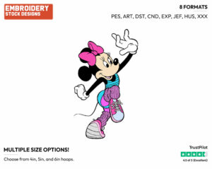 Minnie Exercising - Disney's Minnie Mouse - Embroidery Design in 3 sizes & 8 formats
