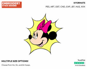 Minnie Mouse Face - Disney's Minnie Mouse - Embroidery Design in 3 sizes & 8 formats