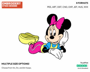 Wearing Work-Out Clothes - Disney's Minnie Mouse - Embroidery Design in 3 sizes & 8 formats
