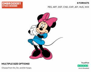 Cute - Disney's Minnie Mouse - Embroidery Design in 3 sizes & 8 formats