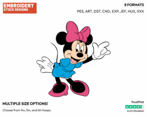 Waving - Disney's Minnie Mouse - Embroidery Design in 3 sizes & 8 formats