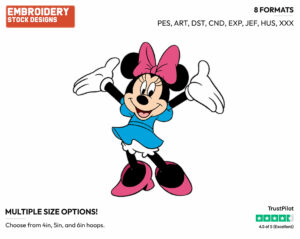Happy - Disney's Minnie Mouse - Embroidery Design in 3 sizes & 8 formats