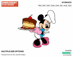 Serving Cake - Disney's Minnie Mouse - Embroidery Design in 3 sizes & 8 formats
