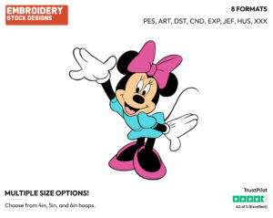 Waving - Disney's Minnie Mouse - Embroidery Design in 3 sizes & 8 formats