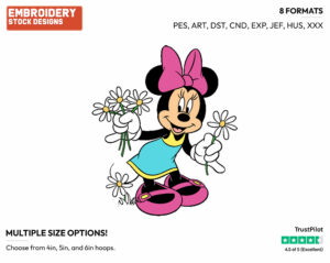 Picking Daisies - Disney's Minnie Mouse - Embroidery Design in 3 sizes & 8 formats