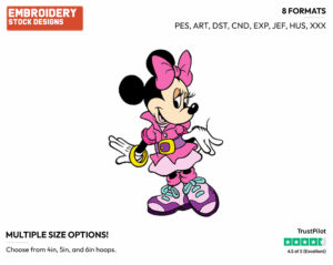 80S Fashion - Disney's Minnie Mouse - Embroidery Design in 3 sizes & 8 formats