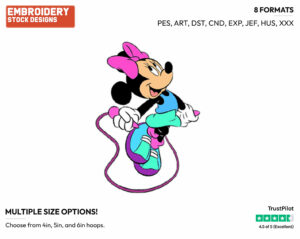 Jumping Rope - Disney's Minnie Mouse - Embroidery Design in 3 sizes & 8 formats