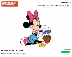 Gardening - Disney's Minnie Mouse - Embroidery Design in 3 sizes & 8 formats