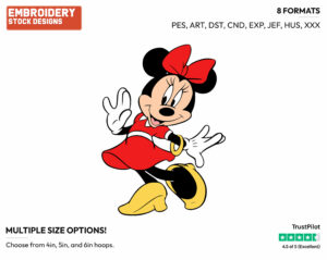 Wearing A Bracelet - Disney's Minnie Mouse - Embroidery Design in 3 sizes & 8 formats