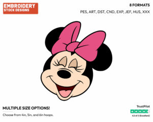 Minnie Mouse Laughing Face - Disney's Minnie Mouse - Embroidery Design in 3 sizes & 8 formats