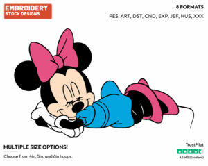 Minnie Mouse Sleeping - Disney's Minnie Mouse - Embroidery Design in 3 sizes & 8 formats
