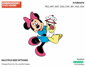 Minnie Mouse Holding Up A Dress - Disney's Minnie Mouse - Embroidery Design in 3 sizes & 8 formats