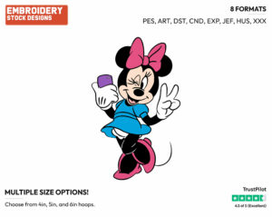 Minnie Taking A Selfie - Disney's Minnie Mouse - Embroidery Design in 3 sizes & 8 formats
