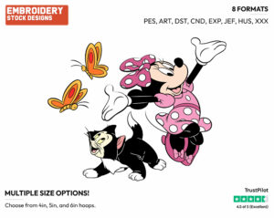 Minnie, Figaro - Disney's Minnie Mouse - Embroidery Design in 3 sizes & 8 formats