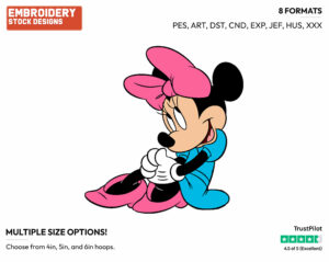 Minnie Hugging Her Knees - Disney's Minnie Mouse - Embroidery Design in 3 sizes & 8 formats