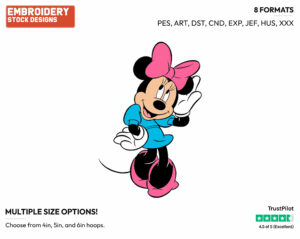 Minnie Fixing Her Bow - Disney's Minnie Mouse - Embroidery Design in 3 sizes & 8 formats