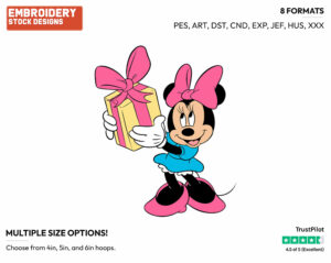Minnie, Present - Disney's Minnie Mouse - Embroidery Design in 3 sizes & 8 formats