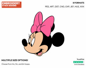 Minnie Mouse Face - Disney's Minnie Mouse - Embroidery Design in 3 sizes & 8 formats